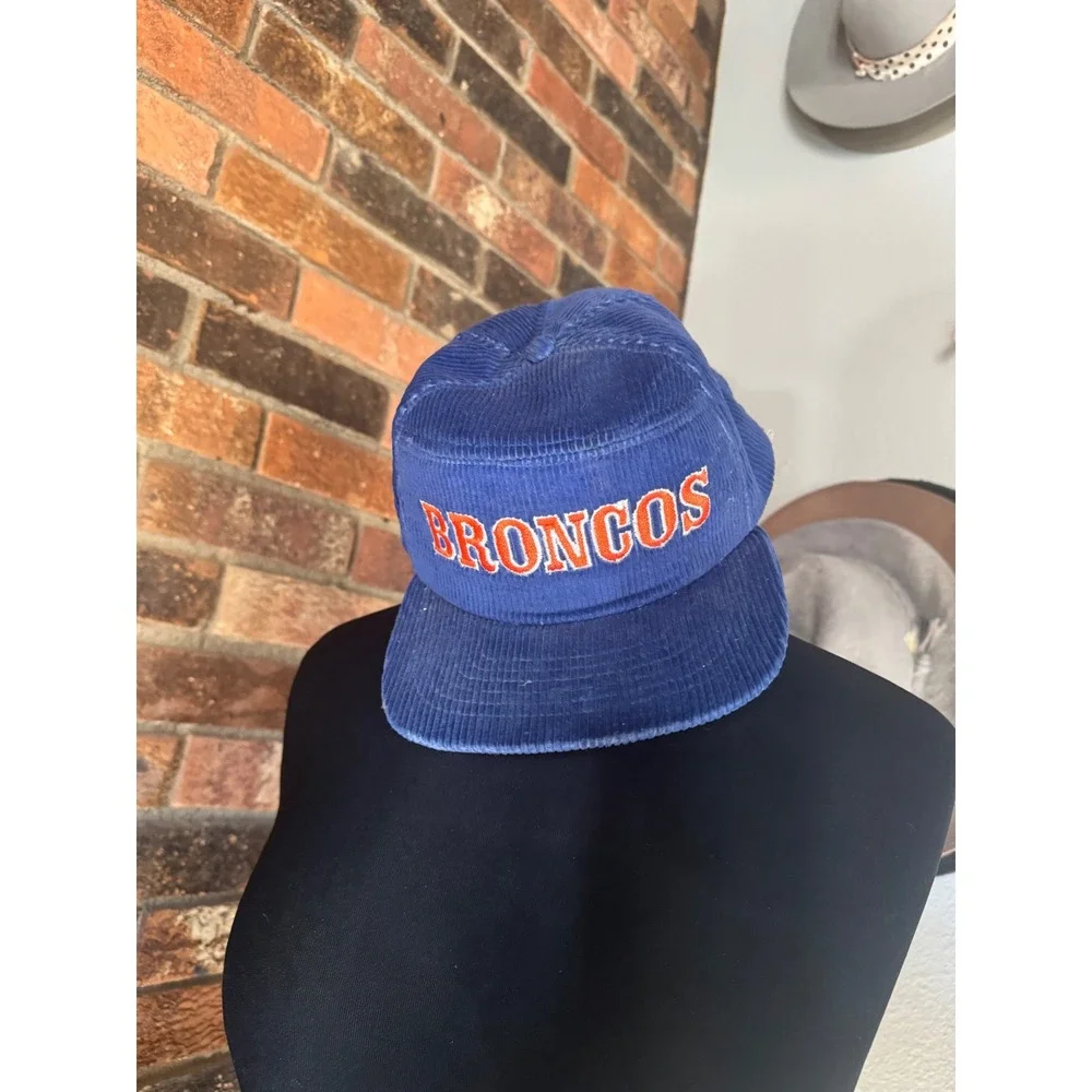 Vintage‎ Denver Broncos New Era Pro Design Corduroy Snapback Hat Blue Mens